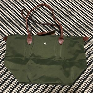 Longchamp Le Pliage Green Large Bag w/ Long Handle